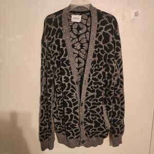 Your Neighbors Black Gray Animal Print Button Cardigan Size XL
